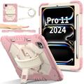 iPad Pro 11 2024/2025 Heavy Duty 360 Cover met Polsbandje - Rose Gold