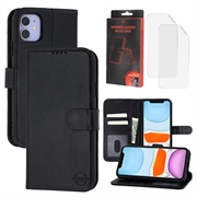 iPhone 11 MyTPhone CardMate Leren Portemonnee Hoesje - Zwart