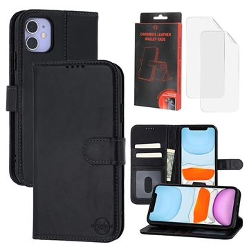 iPhone 11 MyTPhone CardMate Leren Portemonnee Hoesje - Zwart