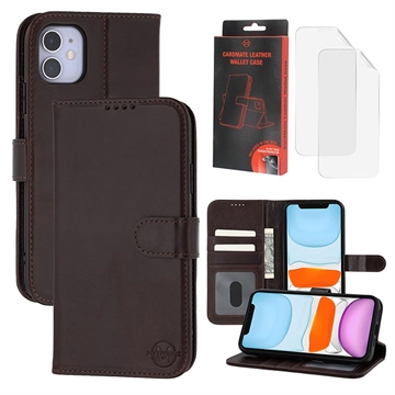 iPhone 11 MyTPhone CardMate Leren Portemonnee Hoesje - Donkerbruin