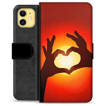 iPhone 11 Premium Portemonnee Hoesje - Hart Silhouet