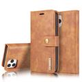 iPhone 12/12 Pro DG.Ming Afneembare Leren Portemonnee Hoesje - Bruin