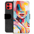 iPhone 12 mini Premium Portemonnee Hoesje - Abstract Portret