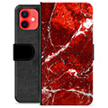 iPhone 12 mini Premium Portemonnee Hoesje - Rood Marmer