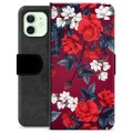 iPhone 12 Premium Wallet Hoesje - Vintage Bloemen