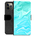iPhone 12 Pro Max Premium Wallet Case - Blauw Marmer