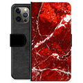 iPhone 12 Pro Max Premium Portemonnee Hoesje - Rood Marmer