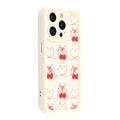 iPhone 12 Pro Max Stijlvol Schokbestendig TPU Hoesje met Opstaande Randen - Wit / Kersen met strikje