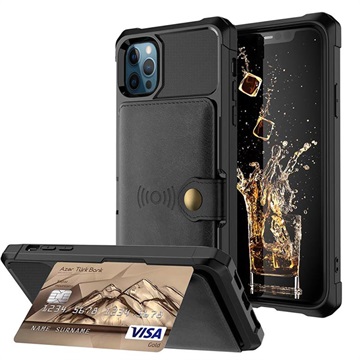 iPhone 12 Pro Max TPU Hoesje met Creditcardvak - Zwart