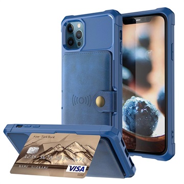 iPhone 12 Pro Max TPU Hoesje met Creditcardvak - Blauw