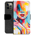 iPhone 12 Pro Max Premium Portemonnee Hoesje - Abstract Portret
