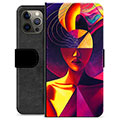 iPhone 12 Pro Max Premium Portemonnee Hoesje - Kubistisch Portret
