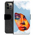 iPhone 12 Pro Max Premium Portemonnee Hoesje - Gezicht Schilderen