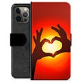 iPhone 12 Pro Max Premium Portemonnee Hoesje - Hart Silhouet