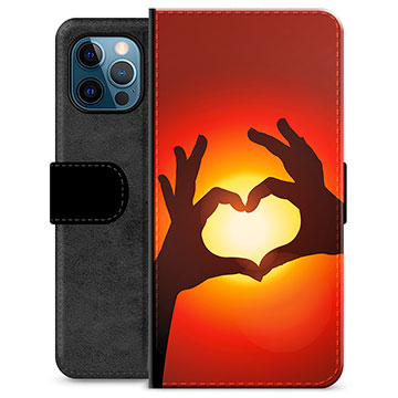 iPhone 12 Pro Premium Portemonnee Hoesje - Hart Silhouet