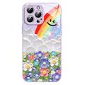 iPhone 12/12 Pro Glimlach & Regenboog Hybride Hoesje - Paars