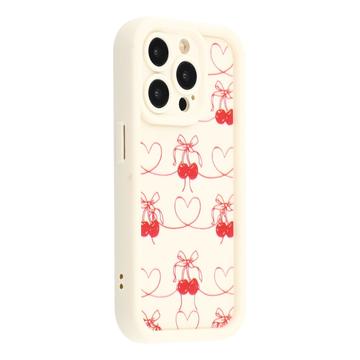 iPhone 12 Pro Stijlvol Schokbestendig TPU Hoesje met Opstaande Randen - Wit / Kersen met strikje