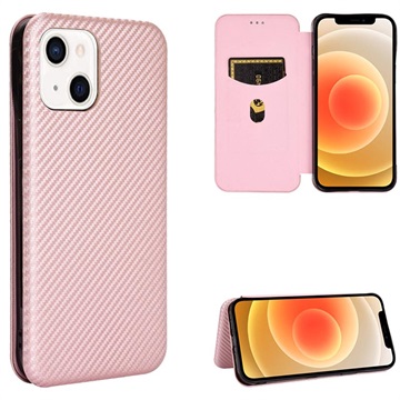 iPhone 13 Flip Cover - Koolstofvezel - Rose Gold