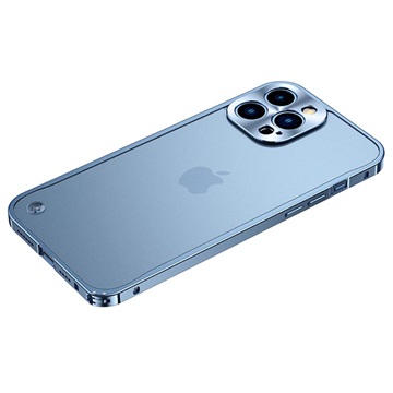 iPhone 13 Pro Max Metaal Bumper met Kunststof Achterkant - Blauw