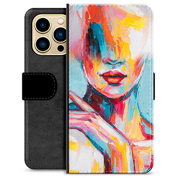 iPhone 13 Pro Max Premium Portemonnee Hoesje - Abstract Portret