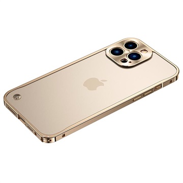 iPhone 13 Pro Metalen Bumper met Kunststof Achterkant - Goud