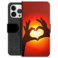 iPhone 13 Pro Premium Portemonnee Hoesje - Hart Silhouet