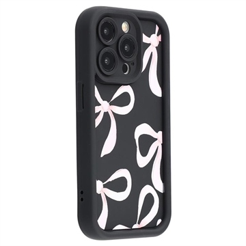 iPhone 13 Pro Stijlvol Schokbestendig TPU Hoesje met Opstaande Randen - Zwart / Grote strik