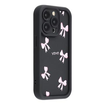 iPhone 13 Pro Stijlvol Schokbestendig TPU Hoesje met Opstaande Randen - Zwart / strik