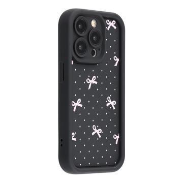 iPhone 13 Pro Stijlvol Schokbestendig TPU Hoesje met Opstaande Randen - Zwart / Strik met stippen