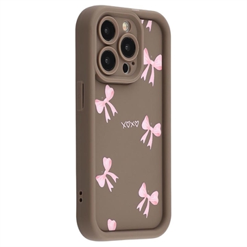 iPhone 13 Pro Stijlvol Schokbestendig TPU Hoesje met Opstaande Randen - Bruin / strik