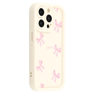 iPhone 13 Pro Stijlvol Schokbestendig TPU Hoesje met Opstaande Randen - Wit / strik