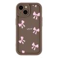 iPhone 14 Plus Stijlvol Schokbestendig TPU Hoesje met Opstaande Randen - Bruin / strik