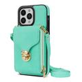 iPhone 14 Pro alles-in-één hoesje met portemonnee en riem - Mint