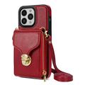 iPhone 14 Pro alles-in-één hoesje met portemonnee en riem - Rood