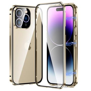 iPhone 14 Pro Magnetisch Hoesje met Gehard Glas - Goud