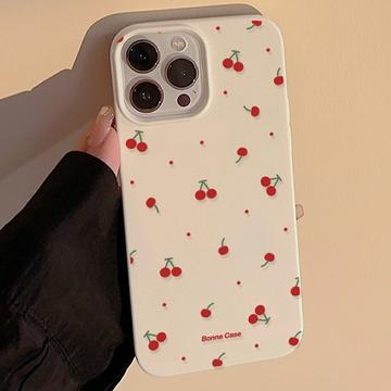 iPhone 14 Pro Max Kersenpatroon TPU hoesje - Wit