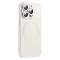 iPhone 14 Pro Siliconenhoes met camerabeveiliging - MagSafe compatibel - Wit