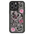 iPhone 14 Pro Stijlvolle beschermende magnetische hoesje - vlinders / rozen