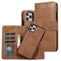 iPhone 14 Pro Vintage 2-in-1 portemonneehoesje met afneembare omslag - bruin