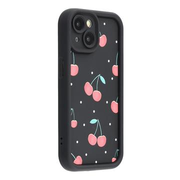 iPhone 14 Stijlvol Schokbestendig TPU Hoesje met Opstaande Randen - Zwart / Kersen
