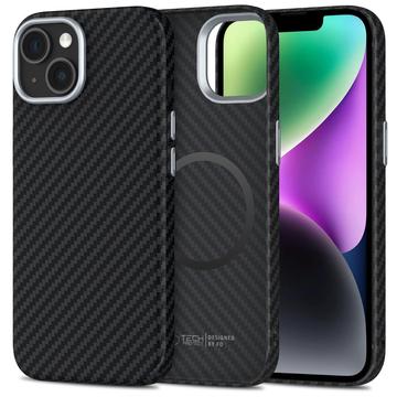 iPhone 14 Tech-Protect Ion Carbon Plastic Hoesje - MagSafe Compatibel - Zwart / Zilver