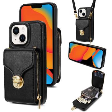 iPhone 15 alles-in-één hoesje met portemonnee en riem