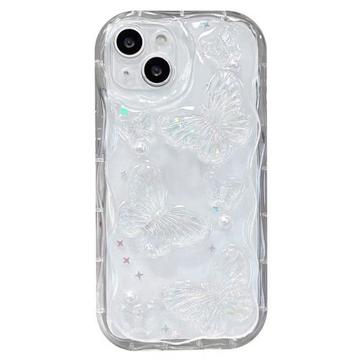 iPhone 15 Vlinder en parel TPU hoesje - Transparant