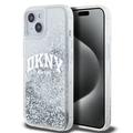 iPhone 15 DKNY Liquid Glitter Arch Logo Case - Transparant