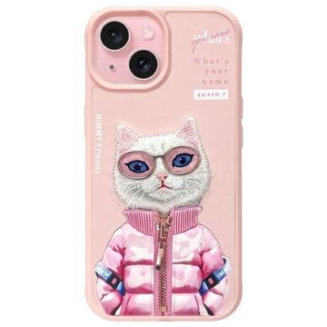 iPhone 15 Nimmy Friends Cool&Cute 2.0 Kat Hoesje - Roze