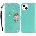 iPhone 15 Plus Uil Strass Portemonnee Hoesje