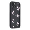 iPhone 15 Plus Stijlvol Schokbestendig TPU Hoesje met Opstaande Randen - Zwart / strik
