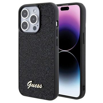 iPhone 15 Pro Guess Disco Metal Script Logo Cover (Geopende verpakking - Bulkverpakking) - Zwart