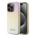 iPhone 15 Pro Guess Iridescent Metal Script Hybrid hoesje