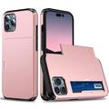 iPhone 15 Pro Hybrid Case with Sliding Card Slot - Rose Gold